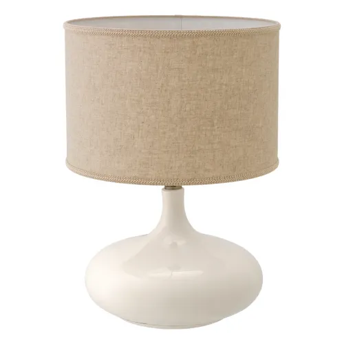 White Ceramic Luxury Modern Table Lamp With Antique Brass Finish by Luxury Group International