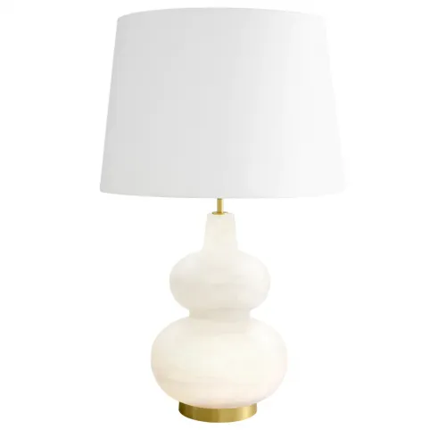White Marble Alabaster Elegant Modern Luxury Table Lamp Antique brass finish by Luxury Group International