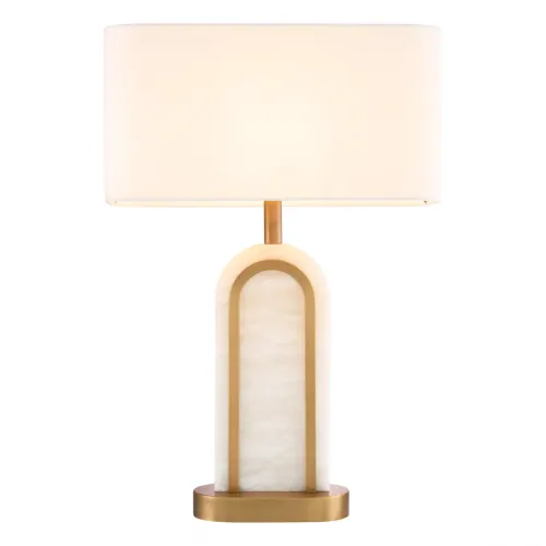 Lampada da Tavolo Decorativa di Lusso in Marmo Bianco e Oro con Finitura in Ottone Antico di Luxury Group International
