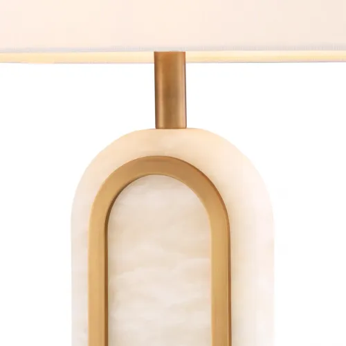 Lampada da Tavolo Decorativa di Lusso in Marmo Bianco e Oro con Finitura in Ottone Antico di Luxury Group International