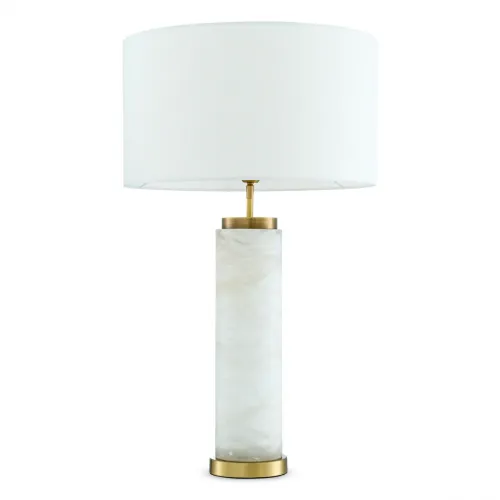 Lampada da Tavolo Moderna di Lusso in Marmo Bianco con Finitura Dorata e Paralume Bianco di Luxury Group International