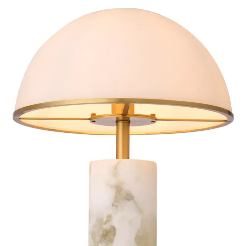 Lampada da Tavolo di Lusso in Marmo Bianco con Paralume in Vetro Bianco a Forma di Conchiglia Moderna di Luxury Group International