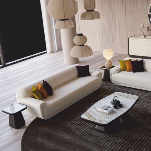 Table Basse Rectangulaire de Luxe avec Plateau en Marbre Blanc et Base en Laiton Brun Foncé 150 cm par Luxury Group International