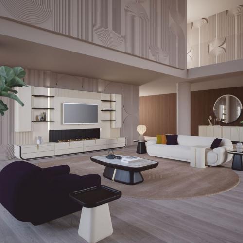 Table Basse Rectangulaire de Luxe avec Plateau en Marbre Blanc et Base en Laiton Brun Foncé 150 cm par Luxury Group International