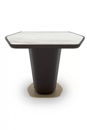 White Rectangular Marble Top Luxury Dining Table with Dark Brown Base by Luxury Group International
