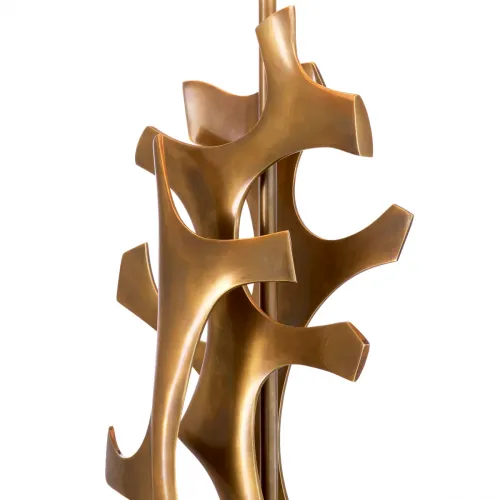 Lampada da Tavolo Elegante Moderna di Lusso con Paralume Bianco e Finitura Vintage in Ottone Dorato di Luxury Group International