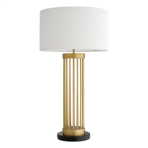 Lampada da Tavolo Moderna di Lusso con Paralume Bianco e Base in Asta Dorata di Luxury Group International