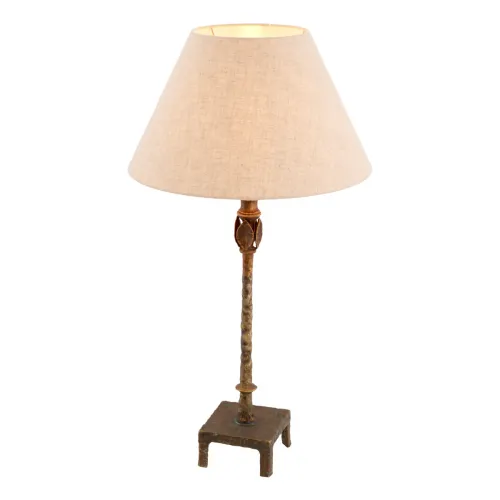 White shade luxury modern Vintage brass finish table lamp by Luxury Group International