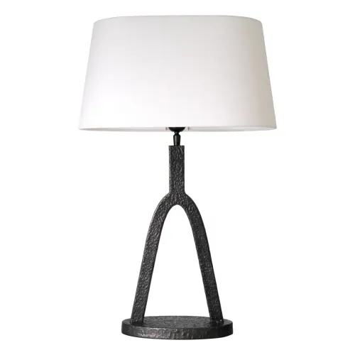 White Shade modern luxury table lamp with black metal frame by Luxury Group International