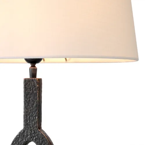 White Shade modern luxury table lamp with black metal frame by Luxury Group International