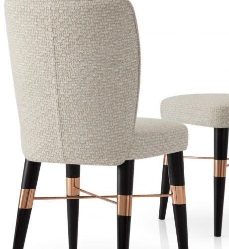 White Upholstered Luxury Dining Chair with Black & Copper Legs by Luxury Group International