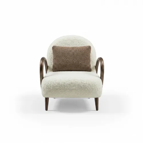 White Upholstered Luxury Modern Armchair with Bronze Frame by Luxury Group International
