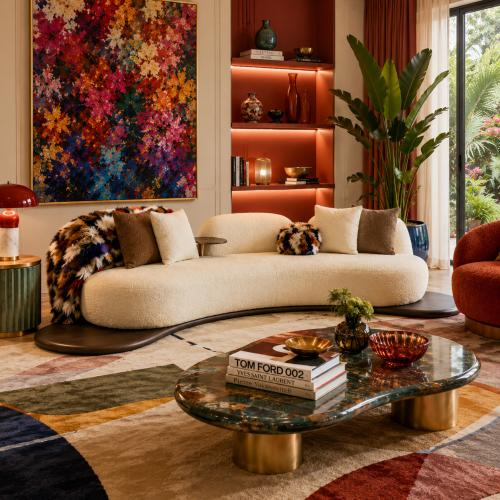 White Upholstered Luxury Modern Corner Sofa by Luxury Group International