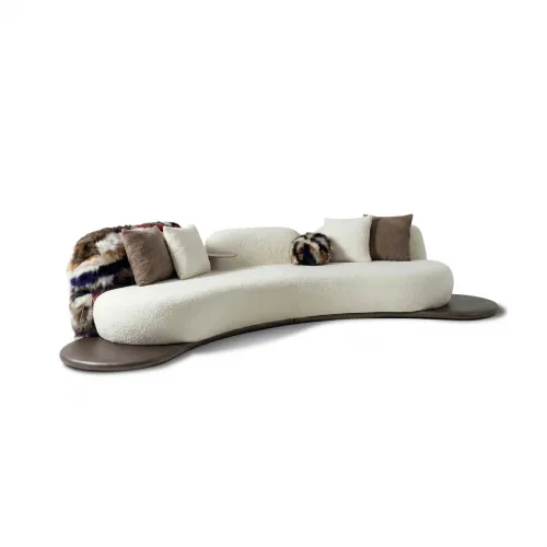 White Upholstered Luxury Modern Corner Sofa by Luxury Group International