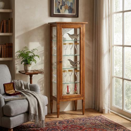 Vetrina di Lusso in Legno con Pannelli in Vetro – Vetrina Alta in Stile Barocco - Mobili Barocchi Vista lifestyle di Luxury Group International