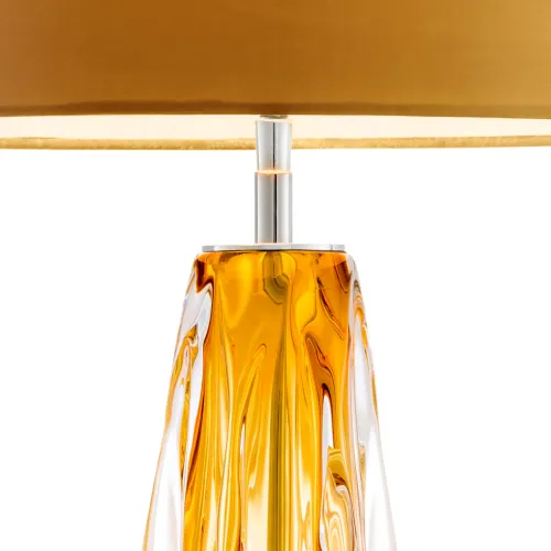 Yellow glass modern luxury table lamp with yellow shade by Luxury Group International
