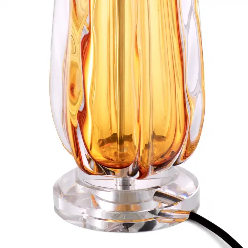 Yellow glass modern luxury table lamp with yellow shade by Luxury Group International