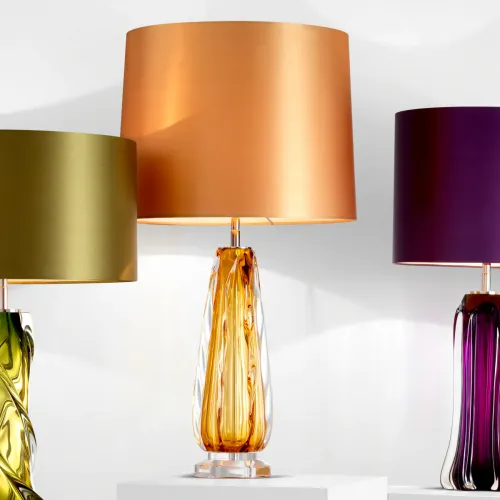 Yellow glass modern luxury table lamp with yellow shade by Luxury Group International